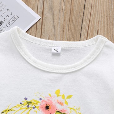 [Knit] childrens sisters, autumn, white cartoon wreath, spring, autumn T-shirt, clothes, wholesale, selling