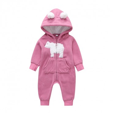 [Knitting] European and American baby congregation long-sleeved hooded personality polar bear men and women baby haha