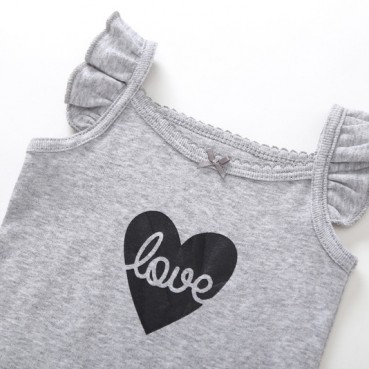 Childrens clothing INS cotton sleeveless ligatus jacket three-h-haired horn heart female baby child child dress print