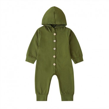 New baby hooded coat coat solid color single row childrens clothing spring long sleeve ridsencing wholesale