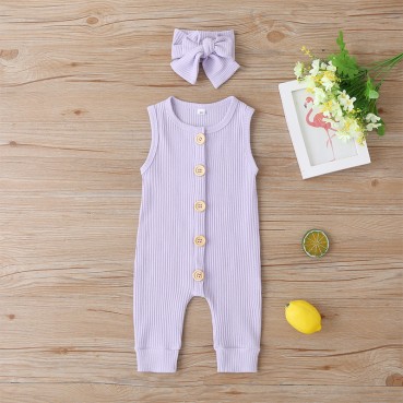 New summer baby sleeveless tanks solid color single-breasted newborn rope baby pack wholesale