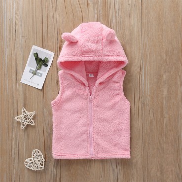 [Knitting] Childrens Wear Mao Mail Sleeveless Hood Vest Jacket Baby Child Pink Baiyan Veader