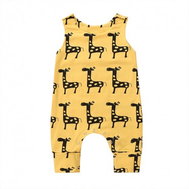 [Woven] Yellow summer casual infant young child female baby cartoon circle necropsy cotton sleeveless crawler wholesale