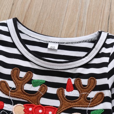 [Knitting] Christmas baby, dress long-sleeved cartoon stitching reindeer female baby lingerie autumn hot sale wholesale