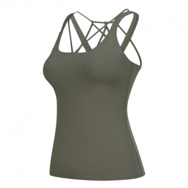 Autumn new long version of yoga vest female fast dry breathable fitness tops personalized multi-shoulder strap sports