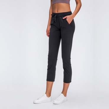 New skin-friendly yoga pants drawing string stretch Slim slim sports casual seven pants female spring and summer