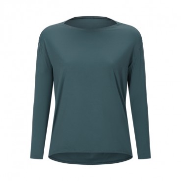 New double-sided naked bloating long sleeve female slim breathable simple European and American women training fitness