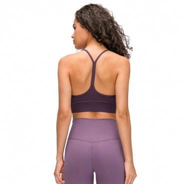 2021 new solid color running inner clothing female sexy y, beautiful back shockproof gathered yoga sports bra