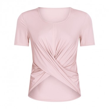 2021 spring and summer new 摆 交 短 short-sleeved female solid color casual sports accelerated breathable fitness