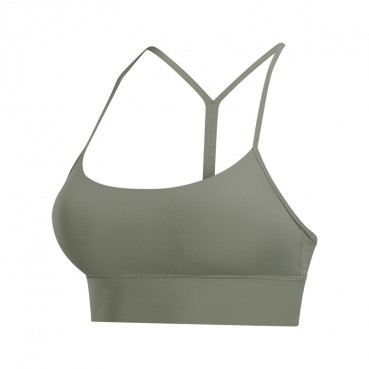 2021 new solid color running inner clothing female sexy y, beautiful back shockproof gathered yoga sports bra