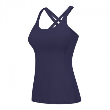 2021 spring and summer new u-type collar yoga vest female cross-woven widening under the chest mat fitness top