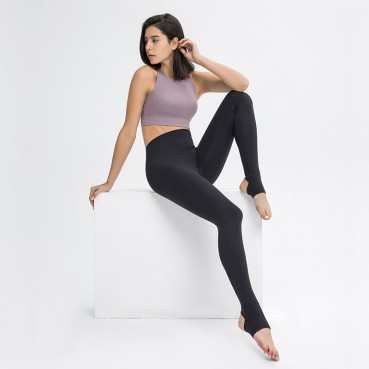 2021 new high waist hip yoga pants female solid color slim slim dance sports stepping foot trousers