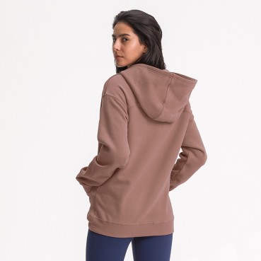 Autumn and winter new set of hooded outdoor casual sweater women loose thick yoga fitness sports jacket