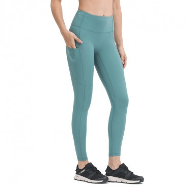 Spring and summer new non-T line sideline pocket yoga pants waist splink pocket skin-friendly hips tight nine pants