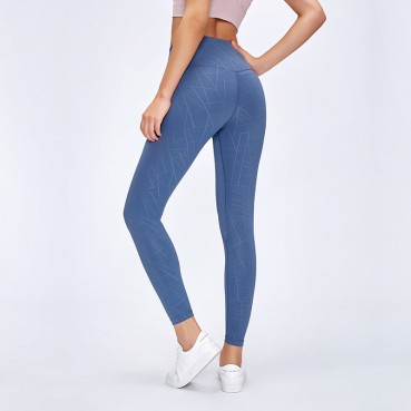 2021 spring new naked yoga pants female high waist hip running tight stretch tension small foot sports fitness pants