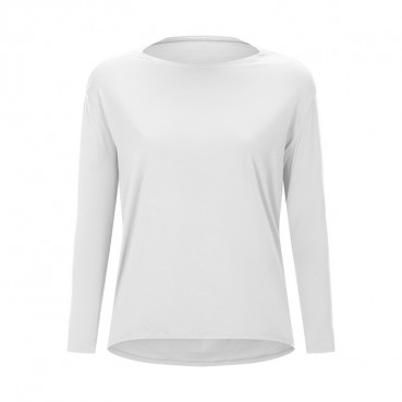 New double-sided naked bloating long sleeve female slim breathable simple European and American women training fitness