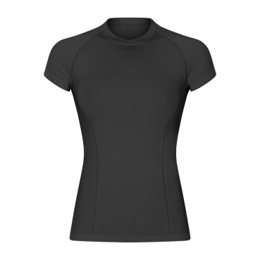 2021 spring and summer new round collar Slim solid color yoga short-sleeved female elastic quick dry fashion sports