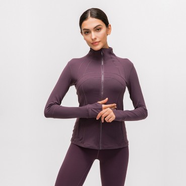 Autumn and winter new yoga sport jacket female nylon elastic zipper run yoga long sleeve shirt