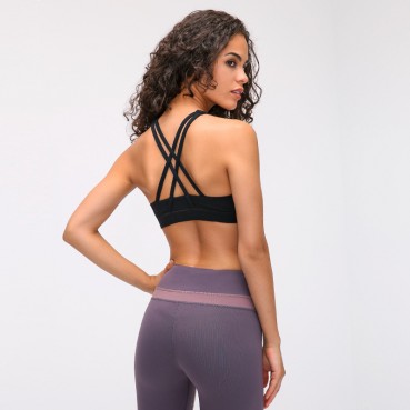 2021 spring new pull high round neck sports underwear female cross beauty back to jogs yoga fitness bra