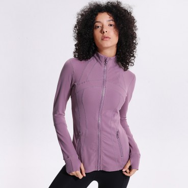 Autumn and winter new yoga sport jacket female nylon elastic zipper run yoga long sleeve shirt