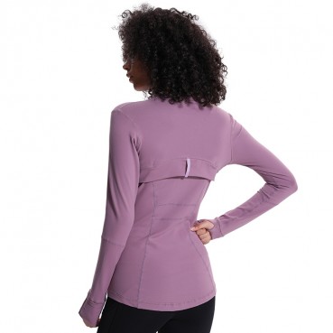 Autumn and winter new yoga sport jacket female nylon elastic zipper run yoga long sleeve shirt