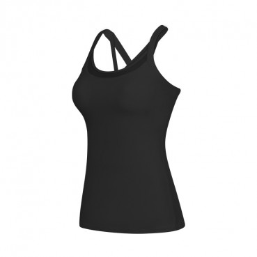 Autumn new sleeveless T-shirt female elastic quick-drying running sports fitness tops with chest mat yoga vest