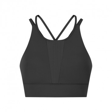 2021 spring and summer new front gear splicing mesh sports bra pull high round collar gathered anti-seismic sports