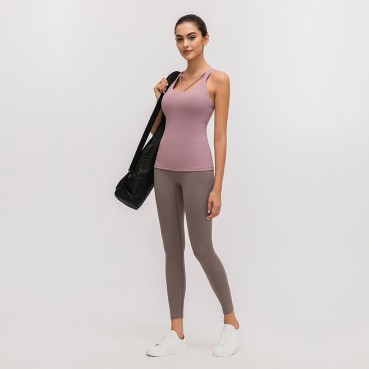 Autumn new long version of yoga vest female fast dry breathable fitness tops personalized multi-shoulder strap sports