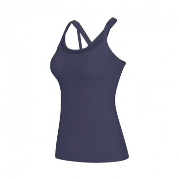 Autumn new sleeveless T-shirt female elastic quick-drying running sports fitness tops with chest mat yoga vest