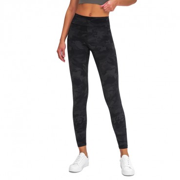 2021 Europe and the United States new yoga trousers female naked solid color stereo stitching hips sports fitness nine