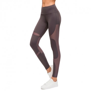 2021 autumn new splicing mesh yarn yoga pants female naked body grinding quick-drying running sports nine pants