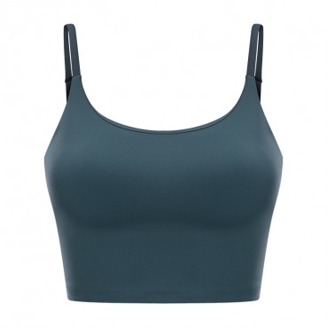 2021 new grinding naked half cut out yoga clothing with chest pad classic card buckle beauty back tape yoga vest