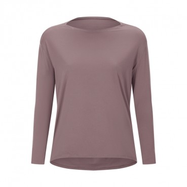 New double-sided naked bloating long sleeve female slim breathable simple European and American women training fitness