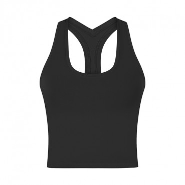 2021 spring and summer new short pure color yoga vest female sense Y words beautiful back moisture wick yoga clothing