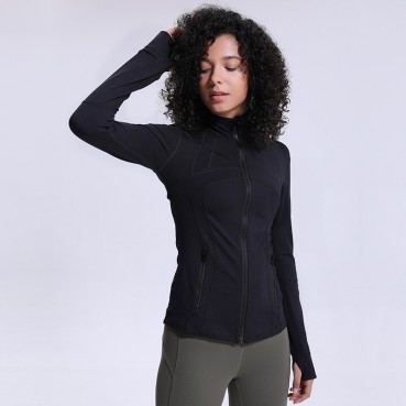 Autumn and winter new yoga sport jacket female nylon elastic zipper run yoga long sleeve shirt