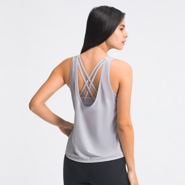 2021 new loose breathable U-shaped blouse two-in-one cross-like backrest anti-shock sports bra