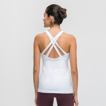 2021 spring and summer new u-type collar yoga vest female cross-woven widening under the chest mat fitness top