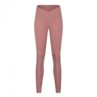 Autumn and winter new high waist yoga pants female personality cross waist slim fitness trousers foot thread pleated