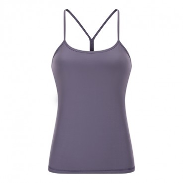 2021 spring and summer new with chest mat yoga vest female sexy y words beautiful back force sports long version yoga