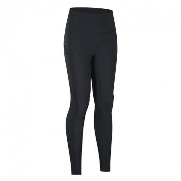 Spring and summer new non-T line sideline pocket yoga pants waist splink pocket skin-friendly hips tight nine pants