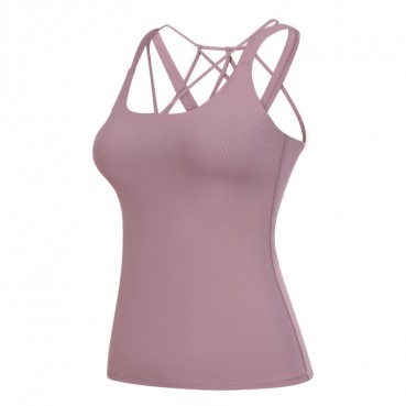 Autumn new long version of yoga vest female fast dry breathable fitness tops personalized multi-shoulder strap sports