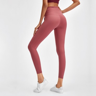 INS new fashion strapsore skin naked yoga pants high waist hip slim wear casual sports nine pants