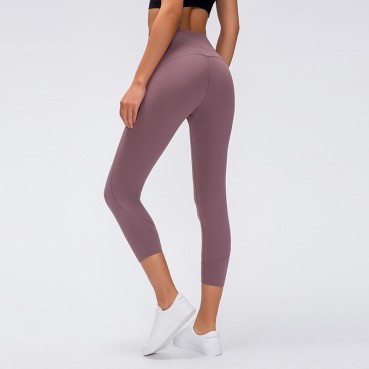 2021 spring and summer new sports tight seven pants womens high waist hip three-dimensional splicing line fitness