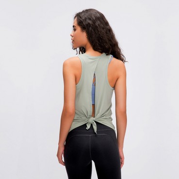 2021 spring and summer new naked skin-friendly straps vest female bow beautiful back loose breathable running sports