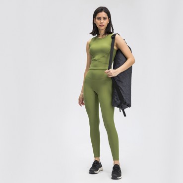 Spring and summer new non-T lines soft high-elastic thread yoga pants hip abdomen absorbent sweat sports nine pants