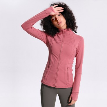 Autumn and winter new yoga sport jacket female nylon elastic zipper run yoga long sleeve shirt