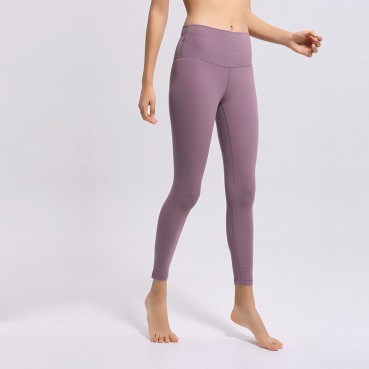 2021 spring new naked yoga pants female high waist hip running tight stretch tension small foot sports fitness pants