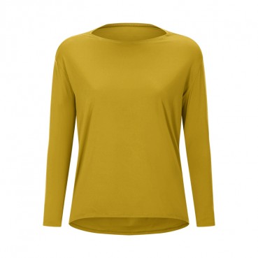 New double-sided naked bloating long sleeve female slim breathable simple European and American women training fitness