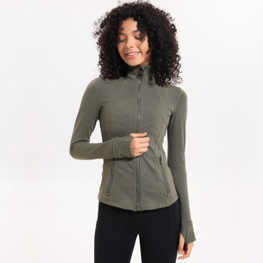 Autumn and winter new yoga sport jacket female nylon elastic zipper run yoga long sleeve shirt