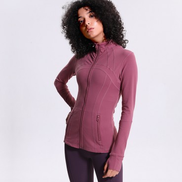 Autumn and winter new yoga sport jacket female nylon elastic zipper run yoga long sleeve shirt